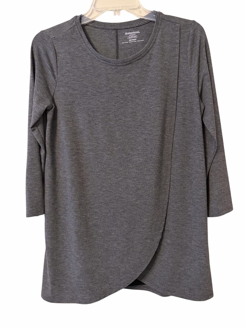 Motherhood Maternity Charcoal Gray Wrap-Front Long Sleeve Nursing Top